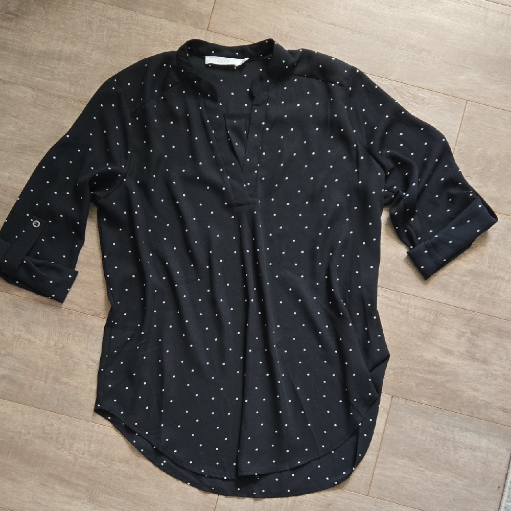 Lush Black Polka Dot Sheer Top